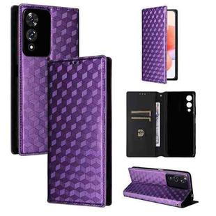 For Cubot A10 Cubic Grid Texture Flip Leather Phone Case(Purple)