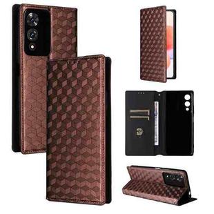 For Cubot A10 Cubic Grid Texture Flip Leather Phone Case(Brown)