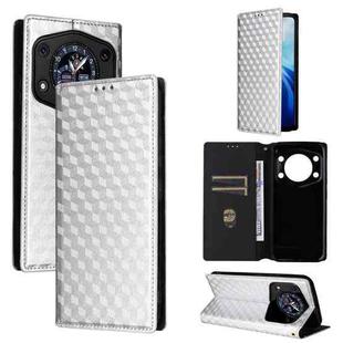 For Cubot A30 Cubic Grid Texture Flip Leather Phone Case(Silver)