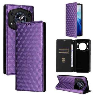 For Cubot A30 Cubic Grid Texture Flip Leather Phone Case(Purple)