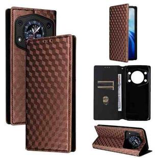 For Cubot A30 Cubic Grid Texture Flip Leather Phone Case(Brown)