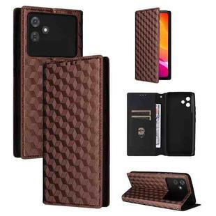 For Cubot Note 21 Cubic Grid Texture Flip Leather Phone Case(Brown)