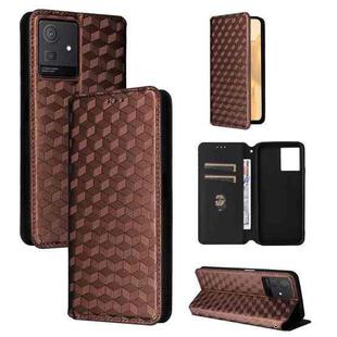For Cubot Note 50 Cubic Grid Texture Flip Leather Phone Case(Brown)