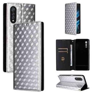 For Cubot X70 Cubic Grid Texture Flip Leather Phone Case(Silver)