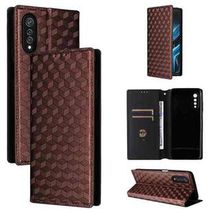 For Cubot X70 Cubic Grid Texture Flip Leather Phone Case(Brown)