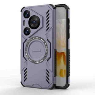 For Huawei Pura 70 Pro Butterfly Armor MagSafe Magnetic Ring Shockproof Phone Case(Purple)