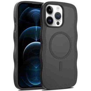 For iPhone 12 Pro Max Skin Feel Wave Texture MagSafe Phone Case(Black)