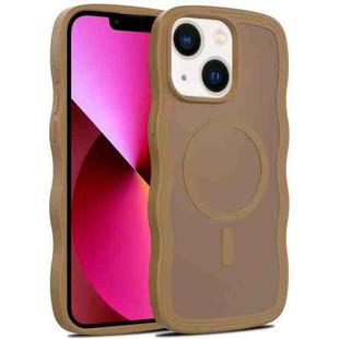 For iPhone 13 Skin Feel Wave Texture MagSafe Phone Case(Brown)