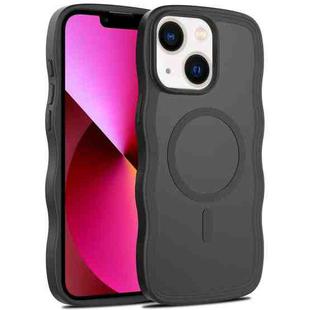 For iPhone 13 Skin Feel Wave Texture MagSafe Phone Case(Black)
