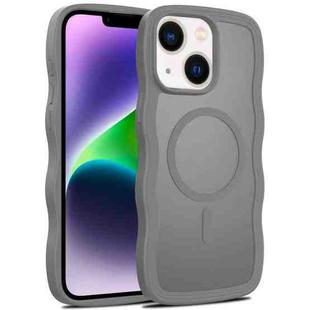 For iPhone 14 Plus Skin Feel Wave Texture MagSafe Phone Case(Grey)