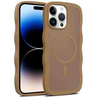 For iPhone 14 Pro Skin Feel Wave Texture MagSafe Phone Case(Brown)