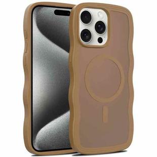 For iPhone 15 Pro Skin Feel Wave Texture MagSafe Phone Case(Brown)