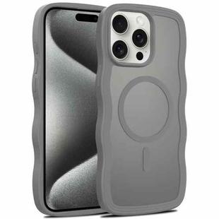 For iPhone 15 Pro Skin Feel Wave Texture MagSafe Phone Case(Grey)