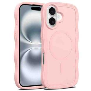 For iPhone 16 Plus Skin Feel Wave Texture MagSafe Phone Case(Pink)