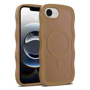 For iPhone 16e Skin Feel Wave Texture MagSafe Phone Case(Brown)