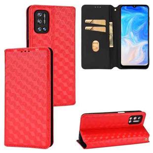 For Doogee N40 Pro Cubic Grid Texture Flip Leather Phone Case(Red)