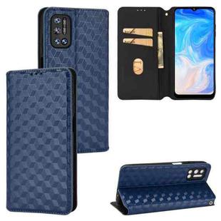 For Doogee N40 Pro Cubic Grid Texture Flip Leather Phone Case(Blue)