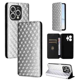 For Doogee N55 Plus Cubic Grid Texture Flip Leather Phone Case(Silver)