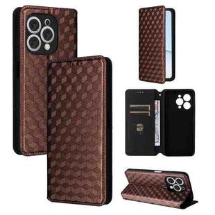 For Doogee N55 Plus Cubic Grid Texture Flip Leather Phone Case(Brown)