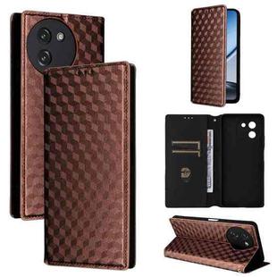 For Doogee Note 59 / Note 59 Pro Cubic Grid Texture Flip Leather Phone Case(Brown)