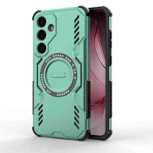 For Samsung Galaxy S25 5G Butterfly Armor MagSafe Magnetic Ring Shockproof Phone Case(Light Green)