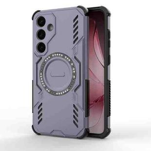 For Samsung Galaxy S25+ 5G Butterfly Armor MagSafe Magnetic Ring Shockproof Phone Case(Purple)