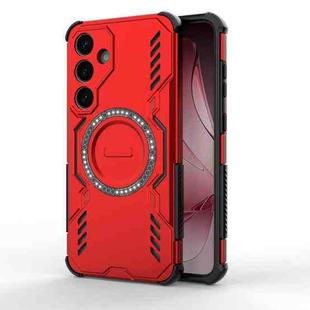 For Samsung Galaxy S25+ 5G Butterfly Armor MagSafe Magnetic Ring Shockproof Phone Case(Red)