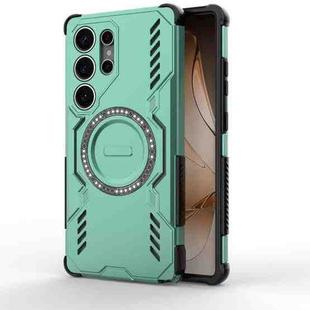 For Samsung Galaxy S25 Ultra 5G Butterfly Armor MagSafe Magnetic Ring Shockproof Phone Case(Light Green)