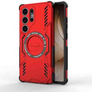 For Samsung Galaxy S25 Ultra 5G Butterfly Armor MagSafe Magnetic Ring Shockproof Phone Case(Red)