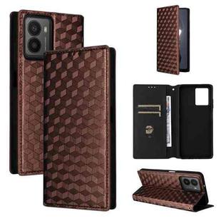 For HMD Fusion Cubic Grid Texture Flip Leather Phone Case(Brown)