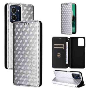 For HMD Pulse / Pulse+ / Pulse Pro Cubic Grid Texture Flip Leather Phone Case(Silver)