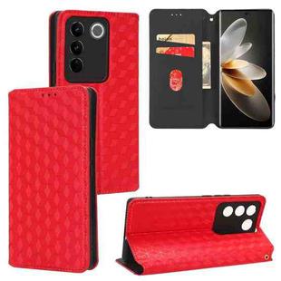 For vivo S16 / S16 Pro / V27 Pro Cubic Grid Texture Flip Leather Phone Case(Red)