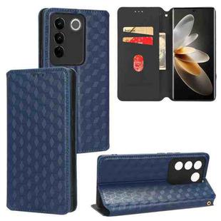 For vivo S16 / S16 Pro / V27 Pro Cubic Grid Texture Flip Leather Phone Case(Blue)