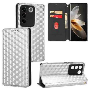 For vivo S16 / S16 Pro / V27 Pro Cubic Grid Texture Flip Leather Phone Case(Silver)