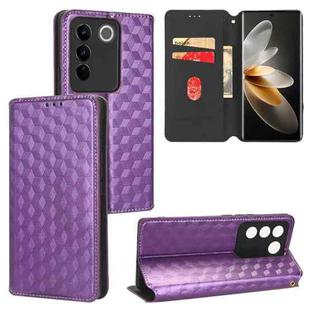 For vivo S16 / S16 Pro / V27 Pro Cubic Grid Texture Flip Leather Phone Case(Purple)