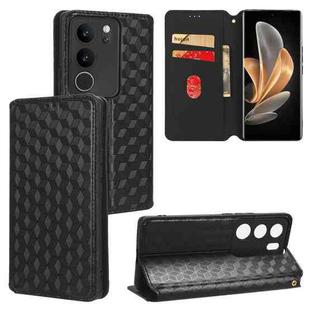 For vivo S17 / S17 Pro / V29 5G Cubic Grid Texture Flip Leather Phone Case(Black)