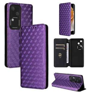For vivo S18 5G / V30 Cubic Grid Texture Flip Leather Phone Case(Purple)