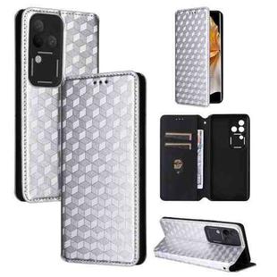 For vivo S18 Pro 5G Cubic Grid Texture Flip Leather Phone Case(Silver)