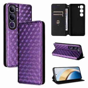 For vivo V40 Lite 4G / 5G IDN Cubic Grid Texture Flip Leather Phone Case(Purple)