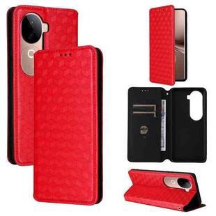 For vivo V40e 5G / iQOO Z9s 5G Cubic Grid Texture Flip Leather Phone Case(Red)