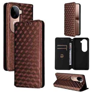 For vivo V40e 5G / iQOO Z9s 5G Cubic Grid Texture Flip Leather Phone Case(Brown)