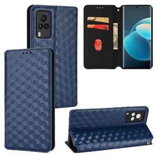 For vivo X60 Pro 5G / X60 5G Curved Cubic Grid Texture Flip Leather Phone Case(Blue)