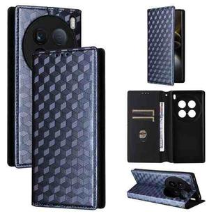 For vivo X100 Ultra 5G Cubic Grid Texture Flip Leather Phone Case(Blue)