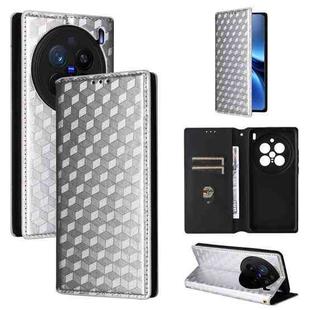 For vivo X200 Pro 5G Cubic Grid Texture Flip Leather Phone Case(Silver)