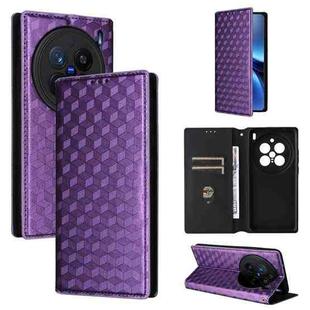 For vivo X200 Pro 5G Cubic Grid Texture Flip Leather Phone Case(Purple)