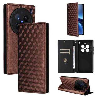 For vivo X200 Pro 5G Cubic Grid Texture Flip Leather Phone Case(Brown)