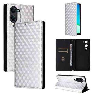 For vivo Y04 4G / Y29s 4G Cubic Grid Texture Flip Leather Phone Case(Silver)