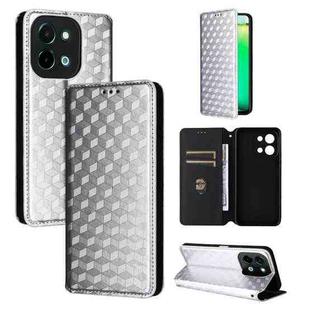 For vivo Y28 4G Cubic Grid Texture Flip Leather Phone Case(Silver)