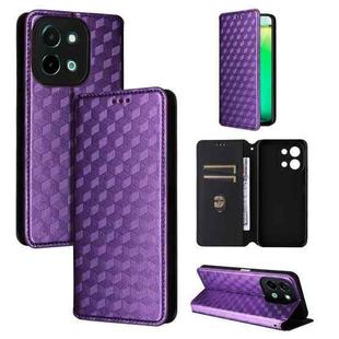 For vivo Y28 4G Cubic Grid Texture Flip Leather Phone Case(Purple)