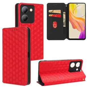 For vivo Y36 4G / 5G Oversea Cubic Grid Texture Flip Leather Phone Case(Red)